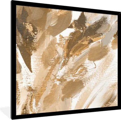 Produktbild von MuchoWow® Gerahmtes Poster Farbe - Gold - Weiß 40x40 cm - Poster mit Schwarzem Bilderrahmen Wandposter Rahmen Foto Bilder - Mit Rahmen - Wanddekoration Schlafzimmer