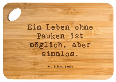 Produktbild von Mr. & Mrs. Panda Holzbrett Spruch Pauken Leben - Transparent - Geschenk, klassische Musik, Schlagzeug, Hackbrett, schneidbrett, Lernen, Brett, Orchester, Instrument
