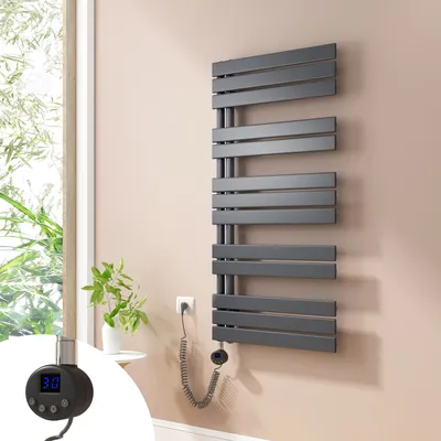 Produktbild von Heilmetz Badheizkörper 120x60cm Anthrazit Elektrischer Heizkörper mit 600W Heizelement, Handtuchheizkörper Wandmontierte Badheizung Handtuchtrockner