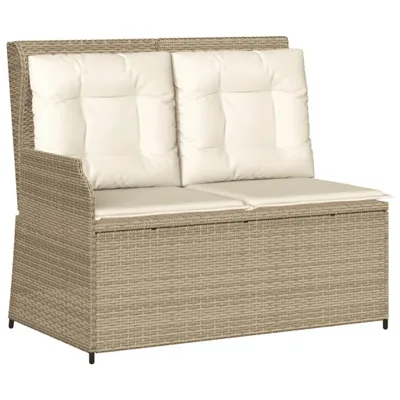 Immagine prodotto di vidaXL Panchina da giardino regolabile con cuscino Beige Poly Rattan