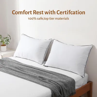 Imagen del producto de Almohada para la cabeza - Almohada para el cuello - Almohada para la cama - Almohada para dormir - Juego de 2 almohadas - 40x80 cm - Plumas de ganso y microfibra