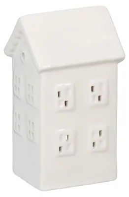 Teelichthaus aus Porzellan, weiß, 12x6x5,5 cm, für 1 Teelicht