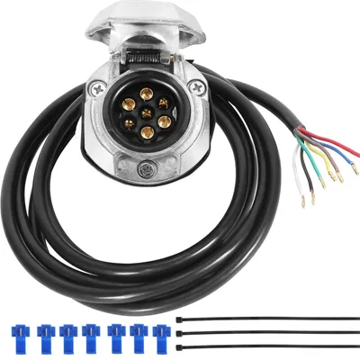 Image de Fiche de remorque 7 broches - Métal - Câble 1,9 m - Étanche 12 V