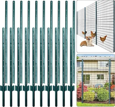 Produktbild von U-Pfosten Set 10 Stück 213 cm für Gartenzäune Zaunpfosten, Robuste Metallpfosten Stahl für Hühnerställe, Gärten, Gärtnereien