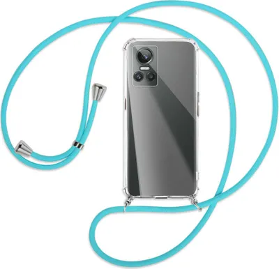 Produktbild von Handykette Backcover-Schutzhülle mit Band (Metall silberfarben) für Realme GT Neo 3 - türkis