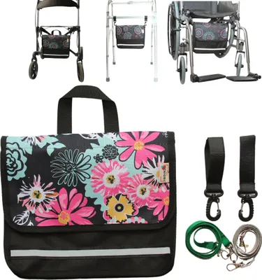 Produktbild von SENIORI multifunktionale Tasche für Rollstühle UNTER DEM SITZ Rollstuhltasche 4U - Blumen