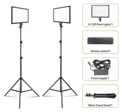 Obrázek produktu pro LED video světlo, s nastavitelnou intenzitou, kompaktní design, 2 kusy, stativ 1 metr