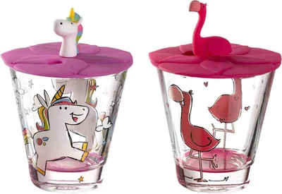 Produktbild von Leonardo BAMBINI 2er Set Kinderbecher mit Deckel 'Einhorn' & 'Flamingo'
