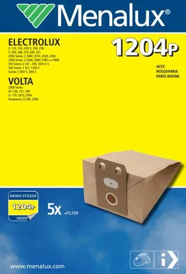 Obrázek produktu pro MENALUX Staubsäcke für Electrolux/Volta (5Stk.) 1204 P