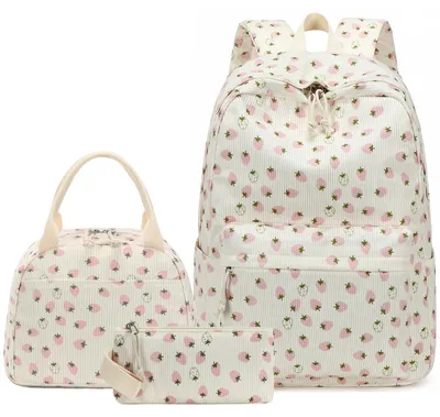 Image de Sac à dos pour filles, cartable avec pochette pour le déjeuner et étui à crayons