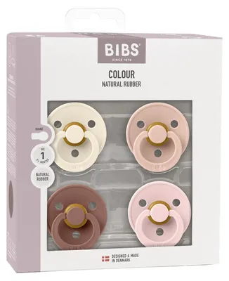 Obrázok produktu pre Sada 4 ks cumlíkov Bibs Colour – veľkosť 1 – farby: slonová kosť/ružová/hnedá/ružová