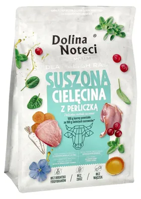 Zdjęcie produktu dla Dolina Noteci Premium 3kg Karma Suszona z Cielęciną i Perliczką Dla Psów Małych Ras