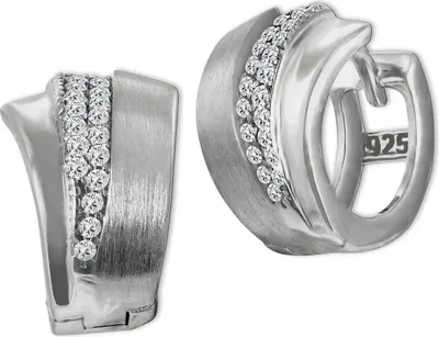 Produktbild von SilberDream Damen Ohrringe Fächer Zirkonia weiß Creolen 925 Silber D2SDO4368W