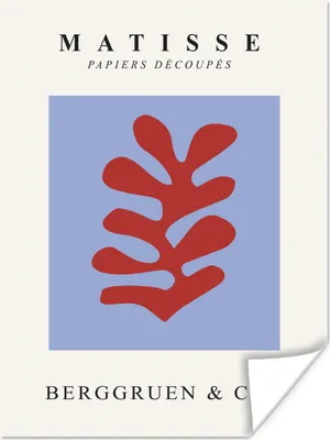 Produktbild von MuchoWow® Poster Matisse - Blatt - Rot - Blau - Abstrakt 90x120 cm - Wohnzimmer