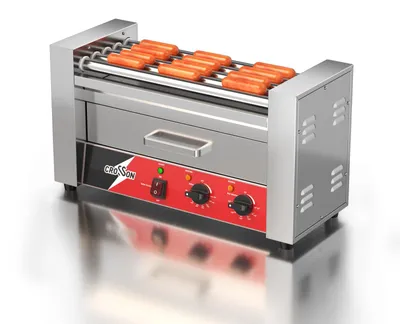Hot-Dog-Maschine 5 Rollen, 1050 W, Brötchenwärmer, Edelstahl