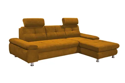 Produktbild von Ecksofa Alba von Ed Exciting Design – Stilvolles Sofa mit Stoff Brego, Schlaffunktion & Bettkasten, beidseitig bestellbar : vorstehend rechts : Safran Ausrichtung: vorstehend rechts Farbe: Safran