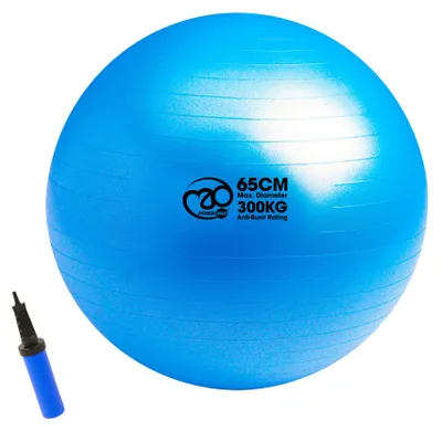 Produktbild von Fitness Mad, 300 kg Belastbarkeit, Anti-Burst-Gymnastikball – Blau – 65 cm