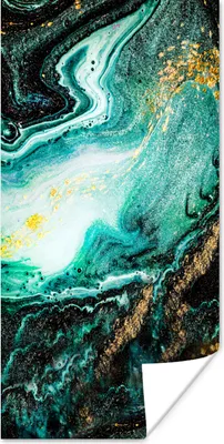 Produktbild von MuchoWow® Poster Marmoroptik - Blau - Gold - Glitzer - Luxus - Marmor 60x120 cm - Wandschmuck