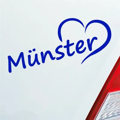 Produktbild von Auto Aufkleber Münster Herz Heart Stadt City Liebe Love 18,5x8 cm Dunkelblau Sticker Heckscheibenaufkleber