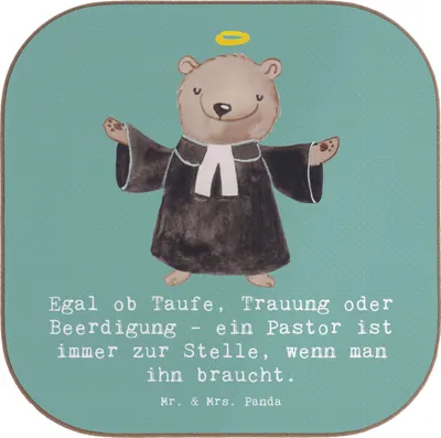 Produktbild von Mr. & Mrs. Panda Getränkeuntersetzer Pastor Begleiter - Meeresbrise - Geschenk, Coaster, Seelsorge, gläseruntersetzer, geistliche Begleitung, Tischschoner, Berufspassion