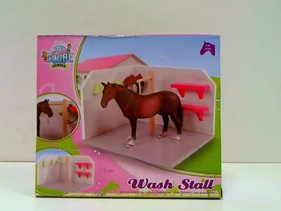 Immagine prodotto di Kids Globe Pferdewaschbox Holzbox 1:24; Dusche und Ablagen; rosa, Stall Zubehör
