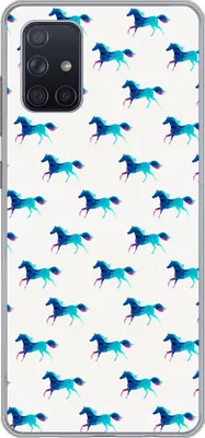 Produktbild von MuchoWow® Handyhülle Schutzhülle Hülle für Telefoonhoesje Samsung Galaxy A51 Mädchen - Pferde - Kristall - Muster - Mädchen - Blau - Kinder - Kind Silikon Softcase Handy Hülle - Schutzabdeckung