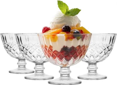 Produktbild von GLASMARK® Eisbecher 4-Set 300ml Große (max. 320ml) 4 Stück Eisschalen Dessertschalen Eisgläser Dessertglas transparent ideal für Sorbet Dessert Tiramisu Pudding Eis Panna Cotta - Hochwertige Qualität