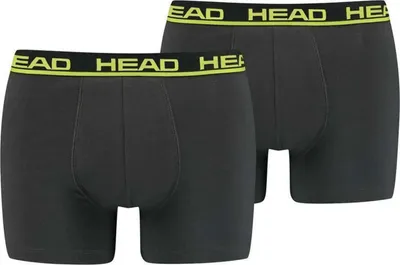 Produktbild von HEAD Herren Boxershort, 2er Pack - Basic, Baumwoll Stretch, einfarbig Anthrazit/Gelb M