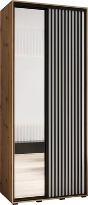 Produktbild von MEBLE KRYSPOL Lanko 2 Schrank mit 2 Schiebetüren  - 235,2x110x45 cm - Artisan Weiß Schwarz