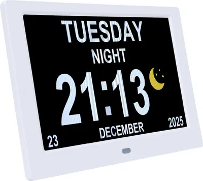Produktbild von 8-Zoll-Digitaluhr mit Kalender, Datums- und Zeitanzeige, anpassbarem Alarm, automatischer Helligkeitsregelung, Bild- und Videowiedergabe, großer Digitalanzeige