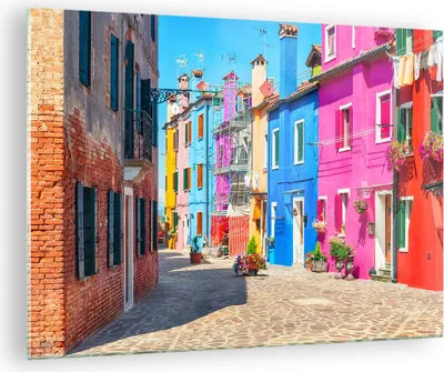Produktbild von Bilder auf glas - Straße Haus Blumen - 70x50cm - Glasbilder - Wandbilder - Kunstdruck - zum Aufhängen bereit - Wanddekoration aus Glas - Glas Bilder - Wandbild auf Glas - Einteilig - GAA70x50-3825