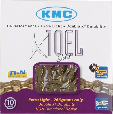 Produktbild von Schaltungskette KMC X10EL Ti-N Gold 1/2" x 11/128", 114 Glieder,5,88mm,10-f.