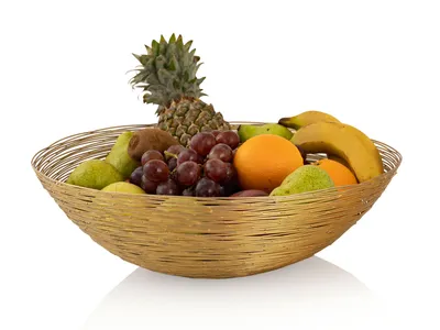 Produktbild von Obstschale Drahtstruktur Brotkorb Obstkorb Metall rund gold Ø 40 cm