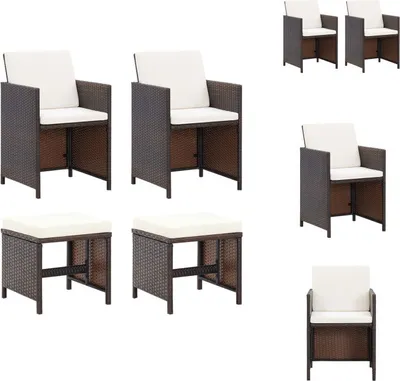 Image de vidaXL Ensemble de 4 chaises de jardin et tabourets Poly Rotin Marron - Chaises de jardin