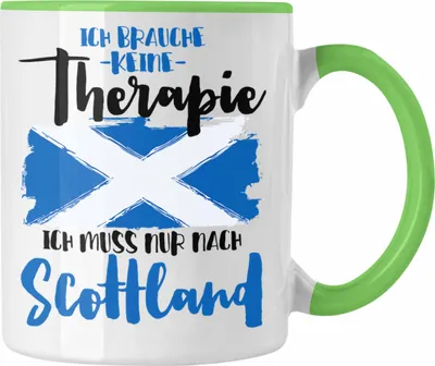 Produktbild von Trendation - Schottland Tasse Geschenk Grafik Scottland Geschenkidee Spruch Lustig ich Brauche Keine Therapie (Grün)