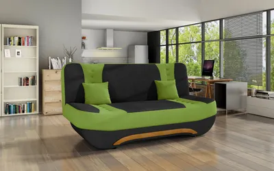 Produktbild von Krudox EVA 3 Sitzer Schlafsofa 189x88x90 cm Schwarz Grün Couch mit Schlaffunktion 120x182 cm Bettkasten Sofa mit Stauraum Stoff Alova