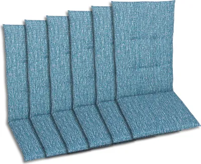 Produktbild von GO-DE Textil, Sesselauflage Hochlehner, 6er-Set, Farbe: blau, Maße ca.: 118 cm x 48 cm x 5 cm