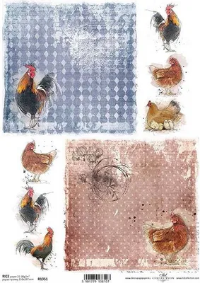 Produktbild von ITD Reispapier Decoupage Bastelpapier Softpapier Serviettentechnik, Hühner R1351