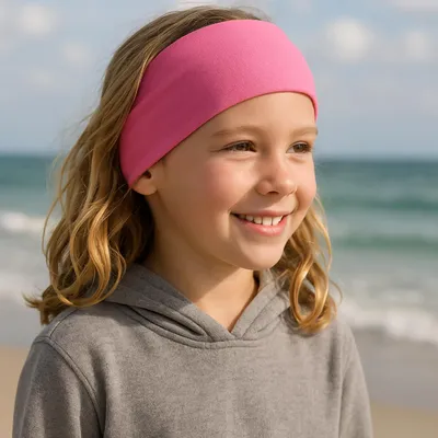 Imagen del producto de Diadema de dos capas, suave, de un solo color, rosa claro, para niños y niñas