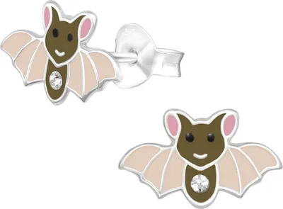 Produktbild von Kinder Ohrringe Ohrstecker 925 Sterling Silber Fledermaus mit Kristall