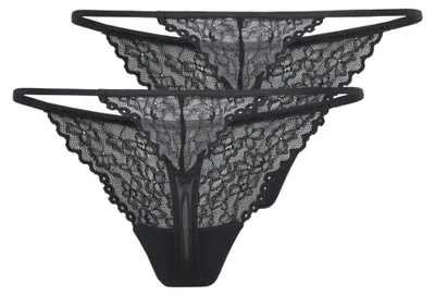 Obrázek produktu pro Pouze dámské spodní prádlo Onldelicate, krajkové tanga, 2 kusy, černá barva, velikost M (balení 2 kusy)