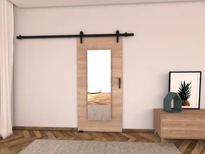 Obrázek produktu pro Posuvné dveře se zrcadlem BUSHLAND 9 - 106 cm, dub sonoma