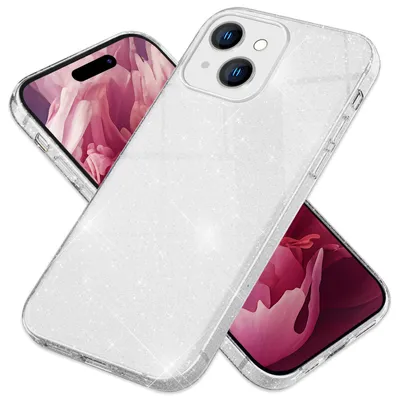 Produktbild von Glitzer Hülle für iPhone 15 Hybrid Bling Case Silikon Handyhülle Schutz Tasche Silber