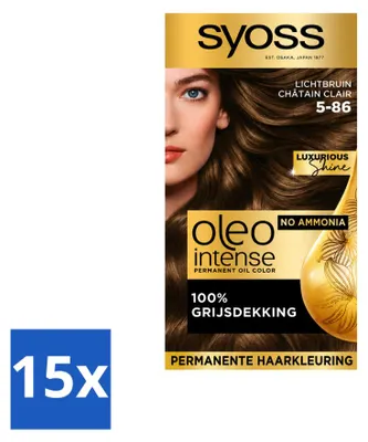 Immagine prodotto di 15 confezioni di SYOSS Oleo Intense 5-86, colorazione permanente per capelli - Biondo chiaro - Confezione vantaggiosa - 15 pezzi