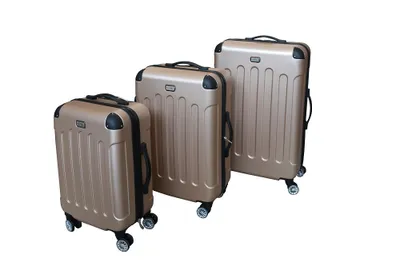 Produktbild von Kofferset 3tlg ABS Trolley Reise Koffer Reisekoffer Trolleyset, Farbe:gold
