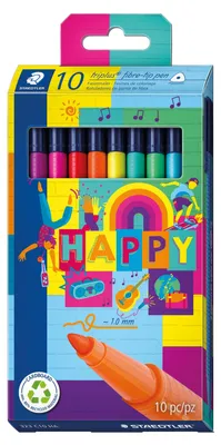 Produktbild von STAEDTLER Fasermaler triplus color HAPPY 10er Kartonetui