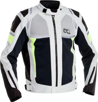Produktbild von Richa Airstorm wasserdichte Motorrad Textiljacke, hellgrau/schwarz/neon-gelb, M