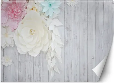 Produktbild von Vlies fototapete Holz und Blumen 450x315 cm Feeby Grau inkl. Kleber einfache Montage