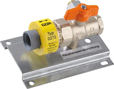Produktbild von GOK Hauptabsperreinrichtung Typ 0272 mit T (TAE) zum Einbau und Sicherung von Flüssiggasanlagen, Variante:IG G 1/2 x IG G 1/2 DN 15