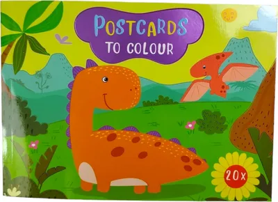 Produktbild von Dinosaurier Postkarten Malbuch Dino Malheft mit 20 Seiten